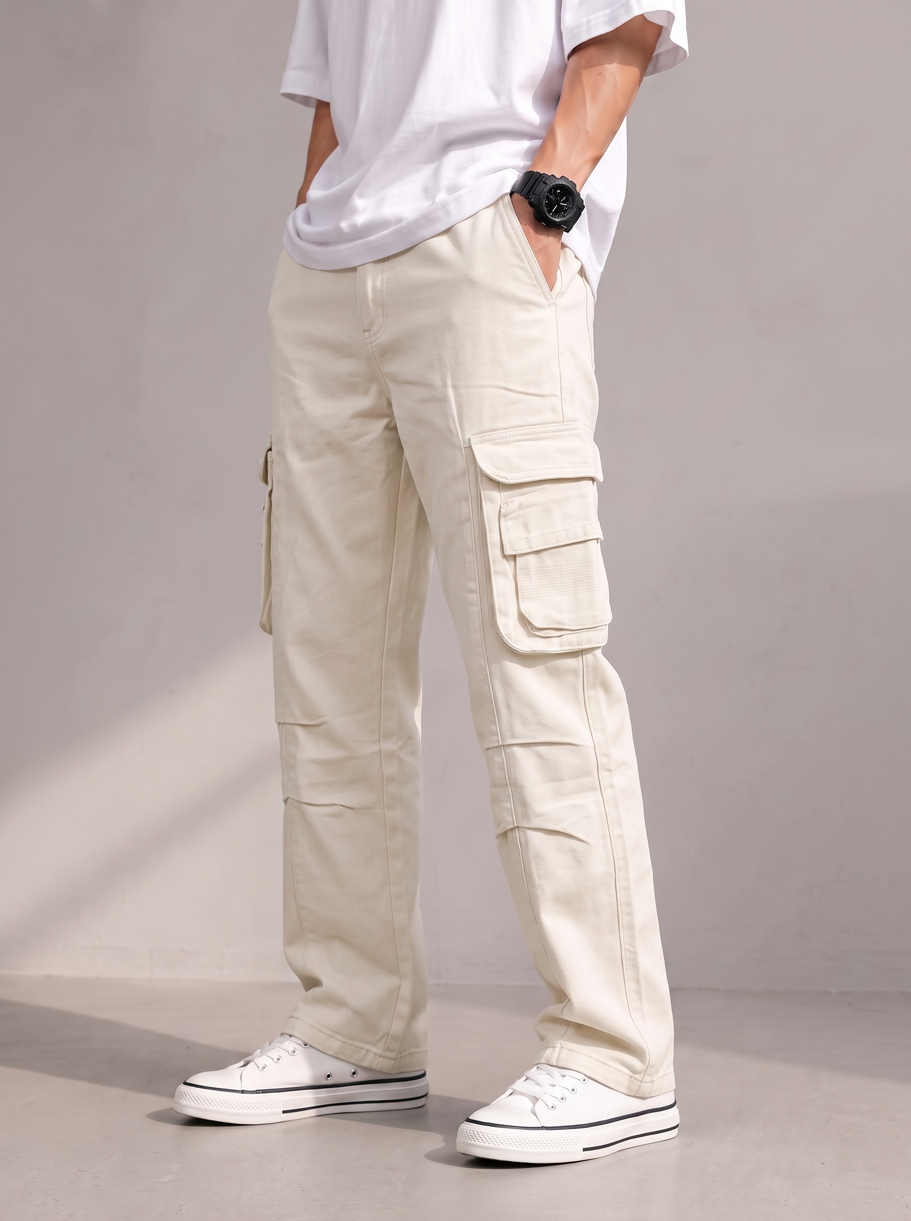 Twill Baggy Cargo - Off White