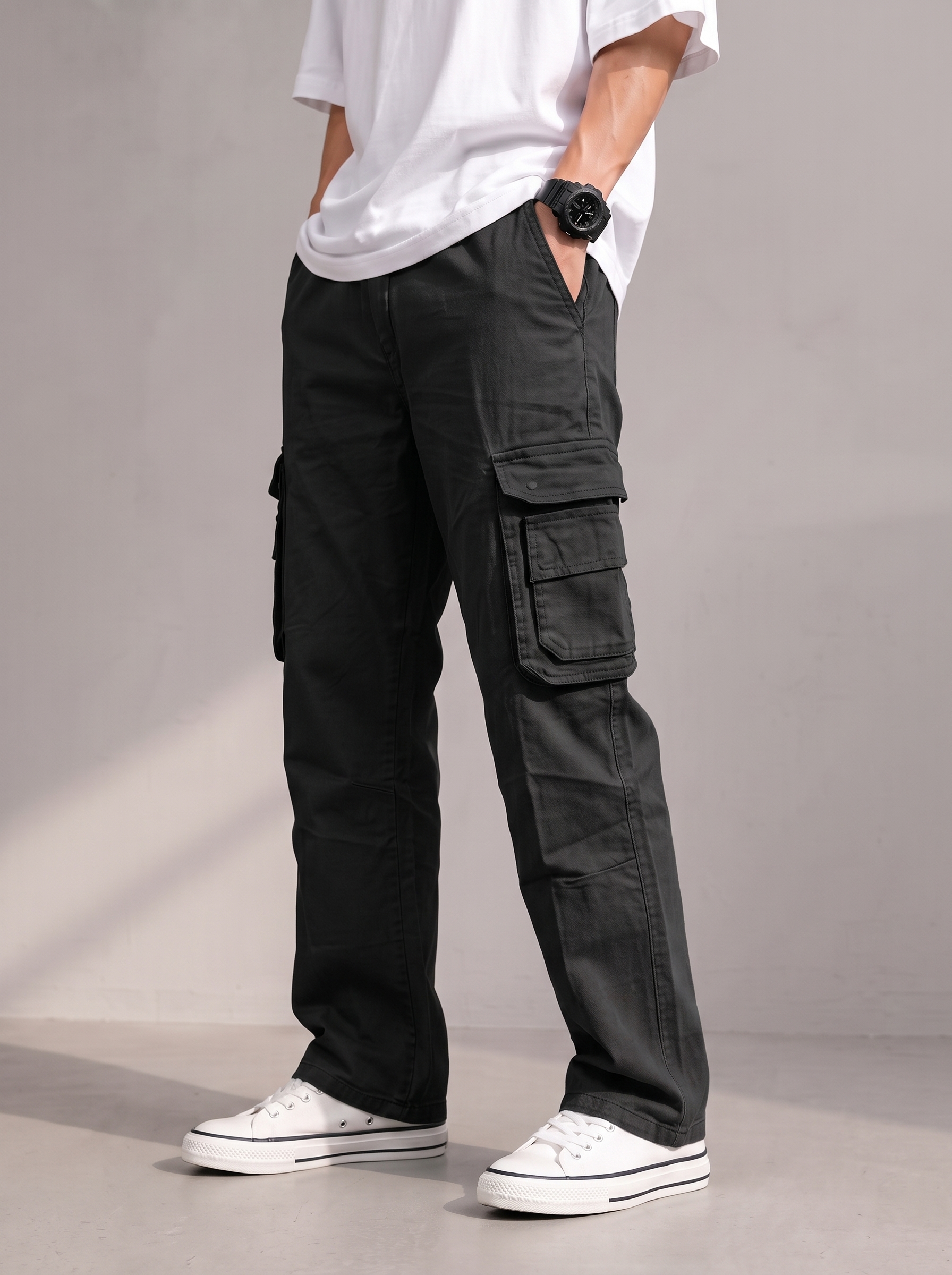 Twill Baggy Cargo - Black