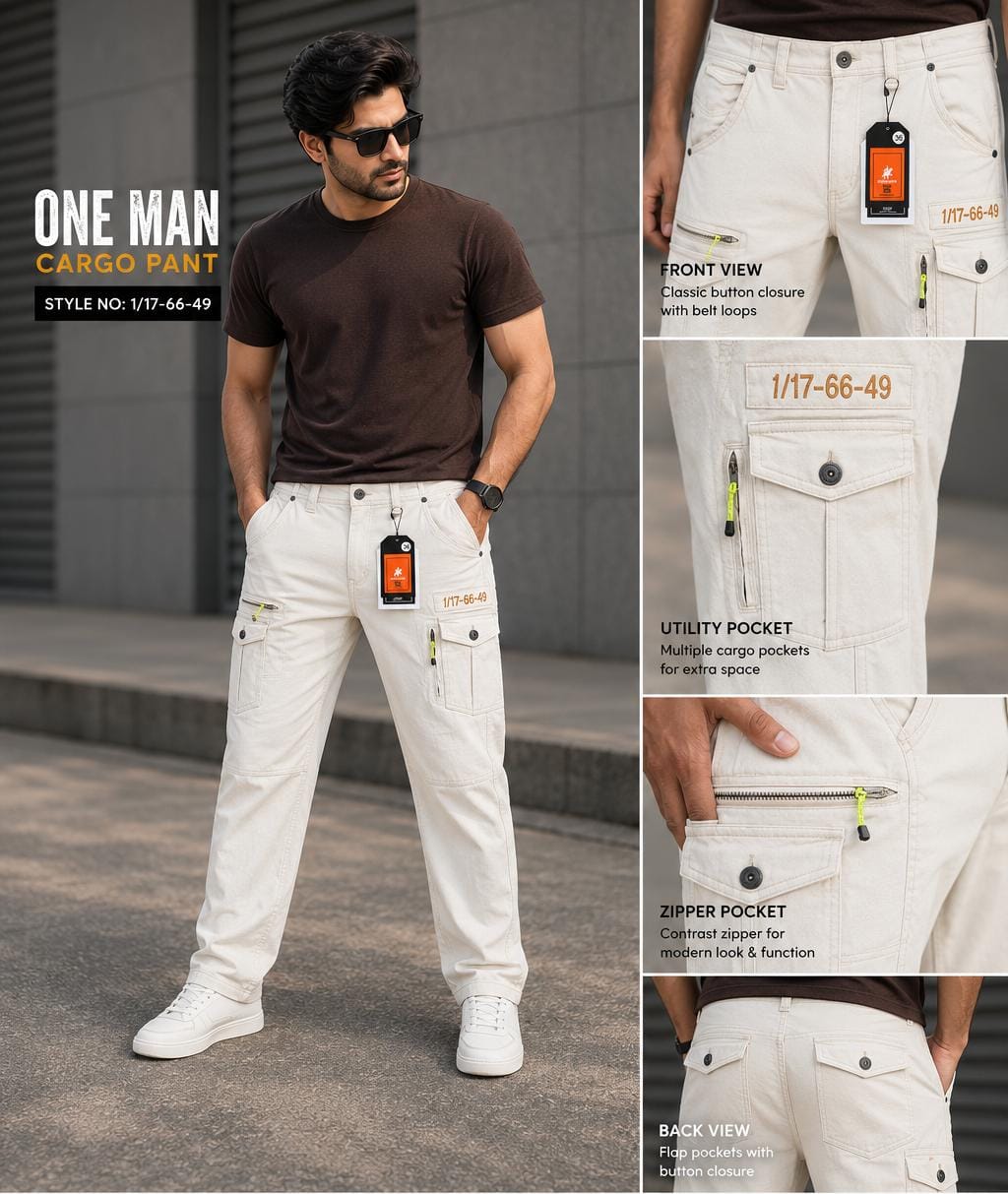 Twill Cargo Pants - Ivory White