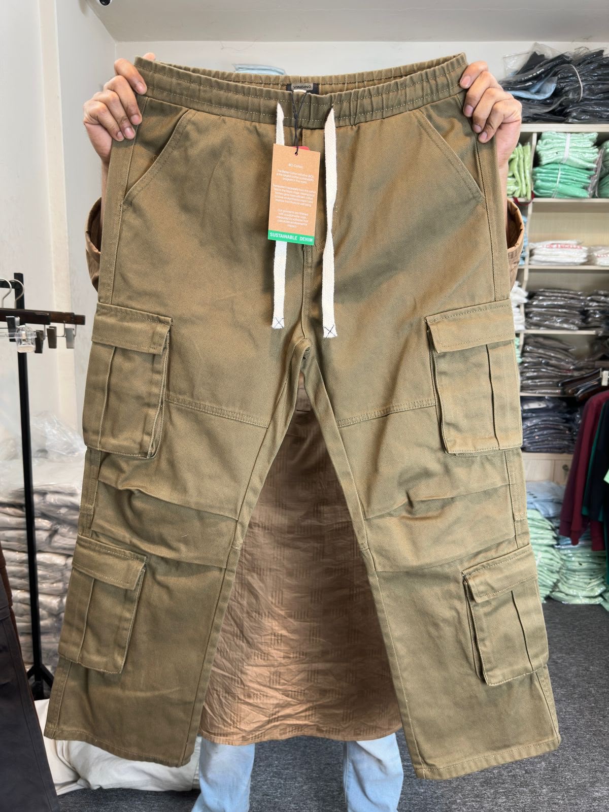 Twill 7 Pocket Baggy Pant - Dark Olive - Image 2